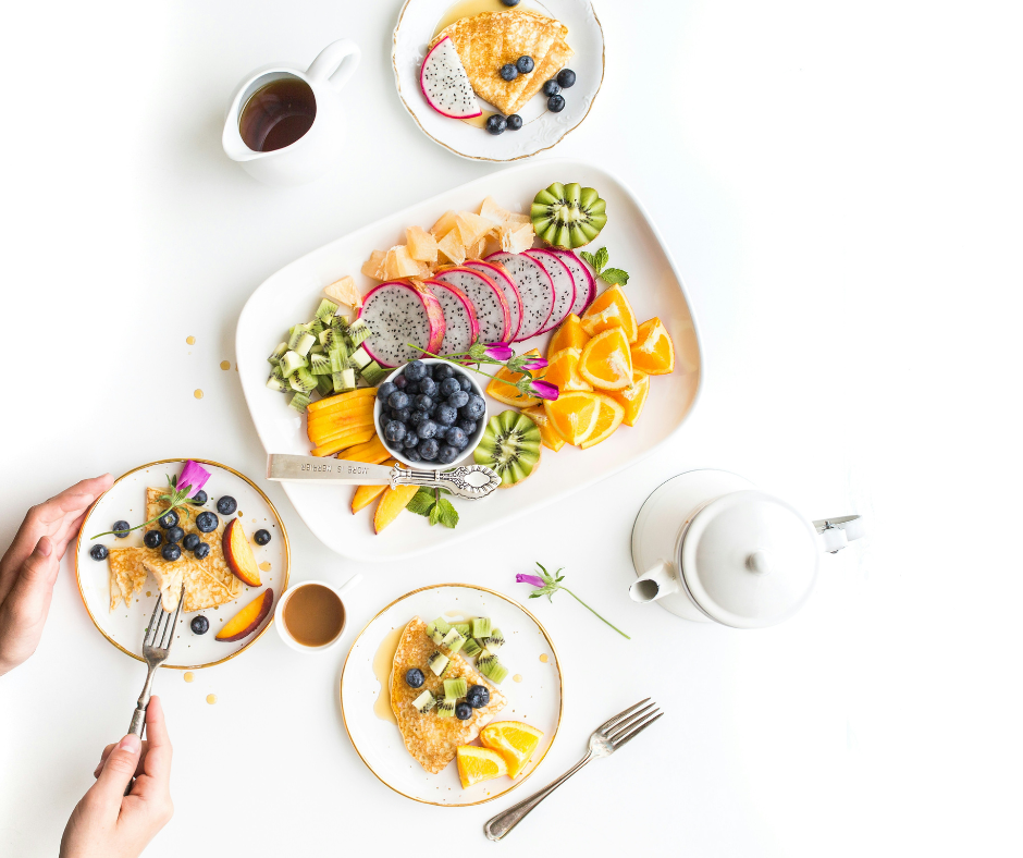 Plates of fresh fruit