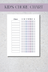 Preview of Kid's Chore Chart PDF printables
